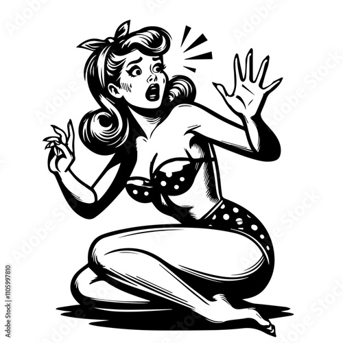 elegant pin-up woman in vintage fashion style