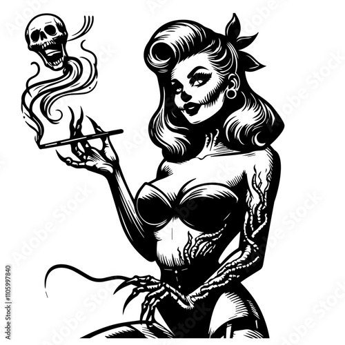 gothic pin-up zombie girl in classic design