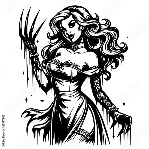 gothic pin-up zombie girl in classic design