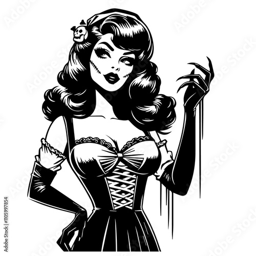 elegant pin-up woman in vintage fashion style