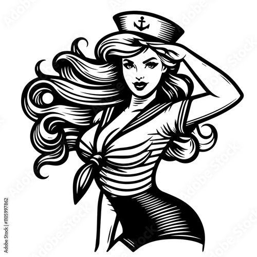 elegant pin-up woman in vintage fashion style
