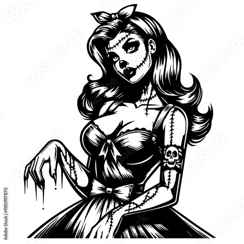 gothic pin-up zombie girl in classic design