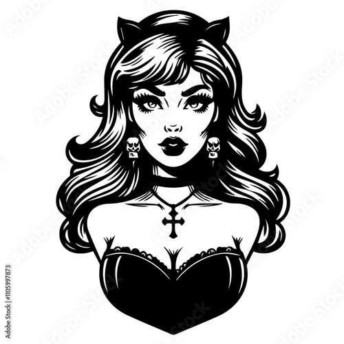 vintage-inspired pin-up girl with chic accessories