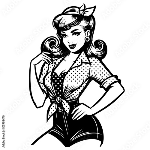 1950s inspired pin-up girl in stylish pose