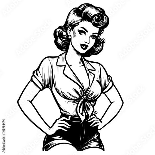 1950s inspired pin-up girl in stylish pose