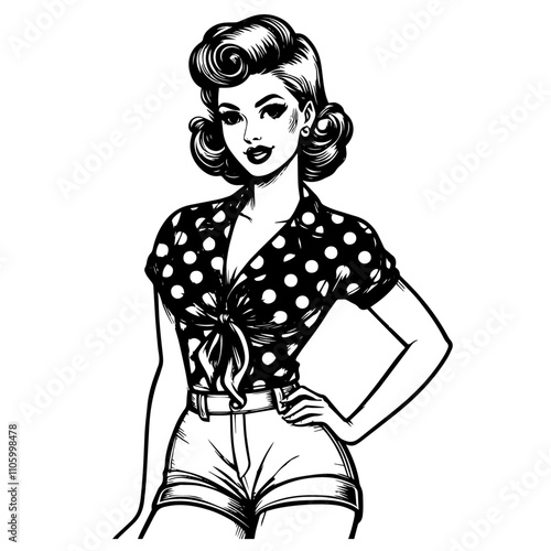 1950s inspired pin-up girl in stylish pose