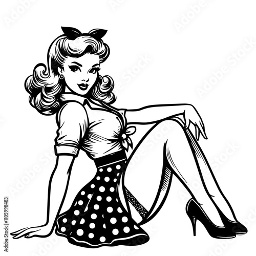 1950s inspired pin-up girl in stylish pose