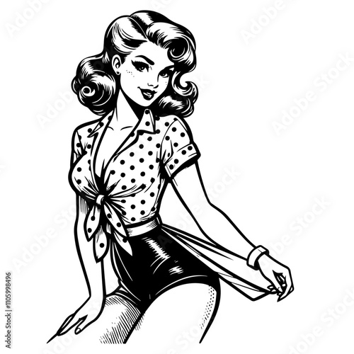 1950s inspired pin-up girl in stylish pose