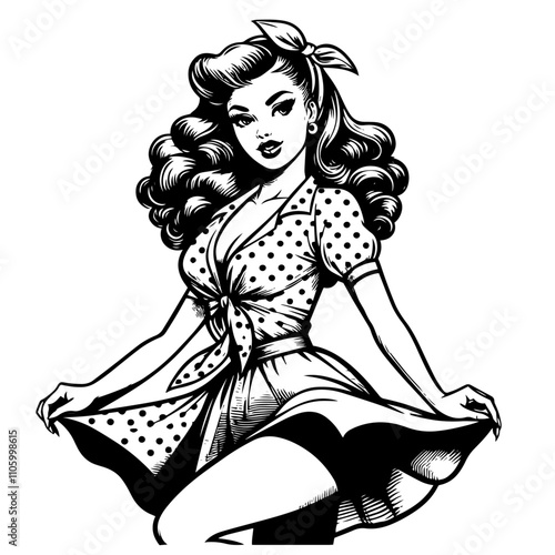 seductive retro pin-up lady with classic style