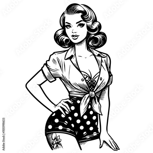 seductive retro pin-up lady with classic style