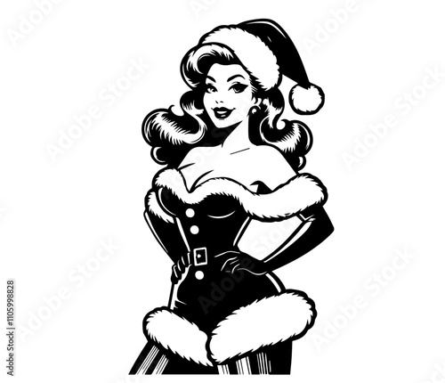 charming christmas pin-up girl illustration