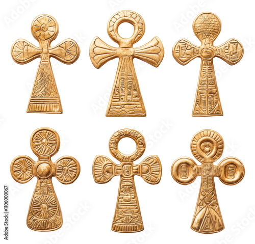 Ancient Egyptian Ankh Crosses Gold Religious Culture History Symbols photo