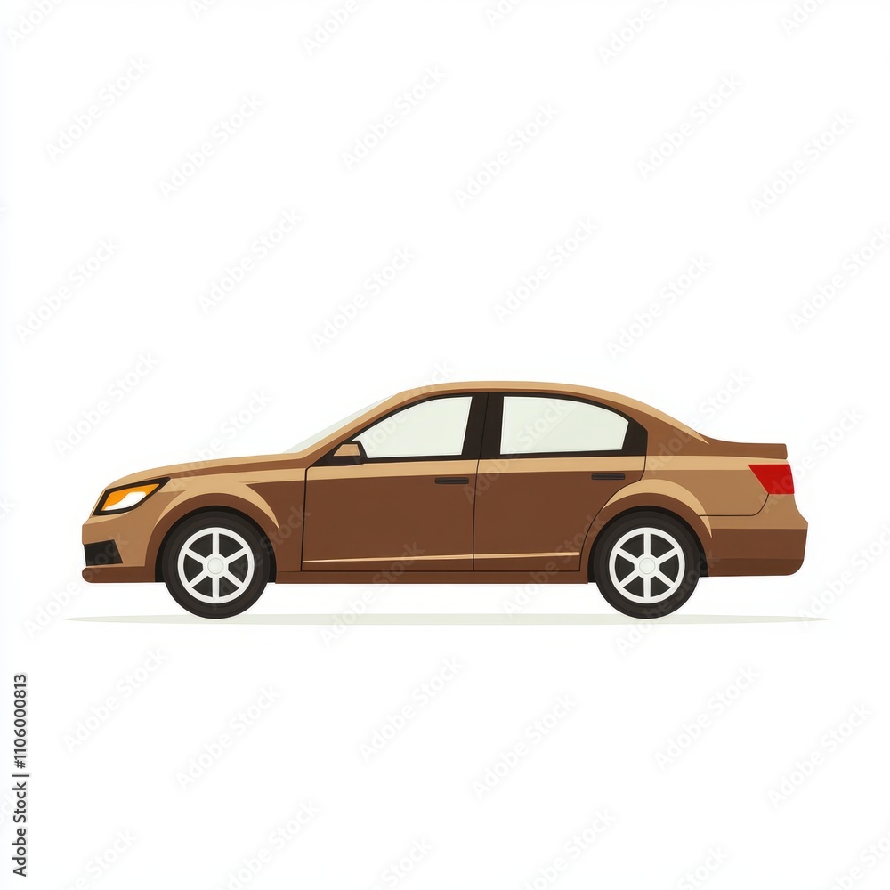Fototapeta premium Brown Sedan Car Illustration