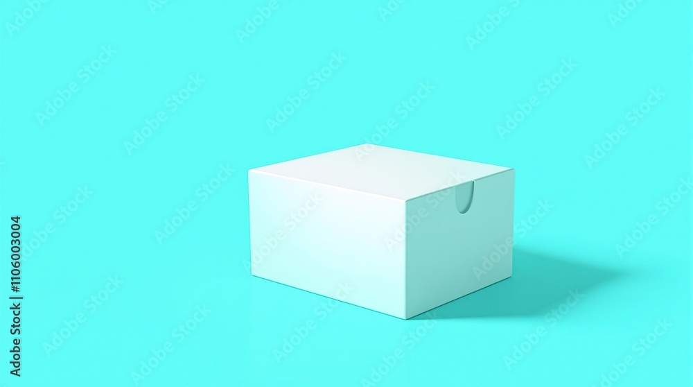 Obraz premium Blank white cardboard box on turquoise background, box, blank, packaging, background