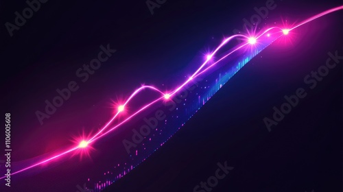 A dynamic 3D line graph with glowing lines climbing upward, representing business growth, set against a sleek, modern background.