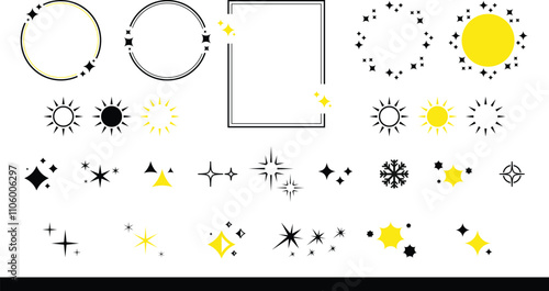 Stars Icons. Black Series. The set contains icons as Sparkle, Falling Star, firework, Twinkle, Glow, Star Shape, Celebritie,