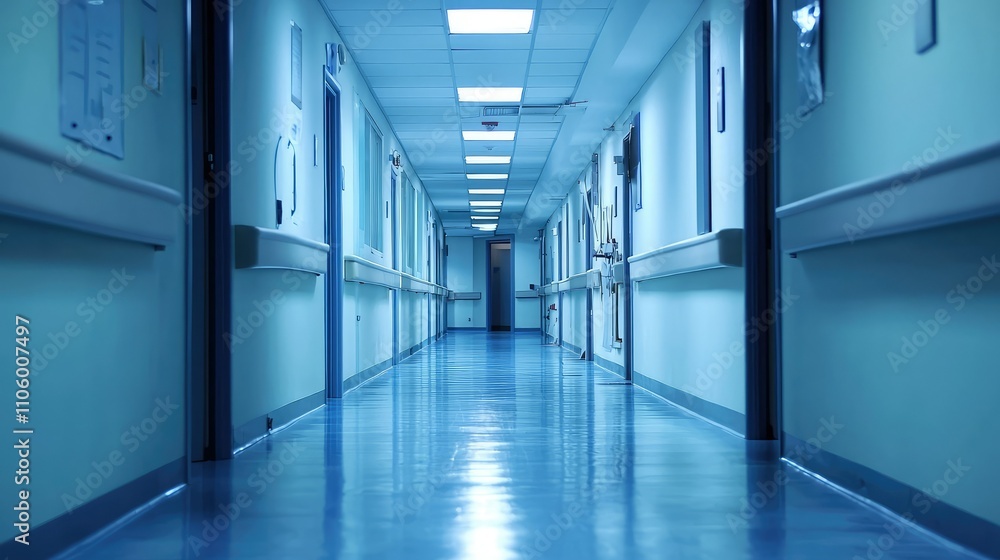 Eerie Abandoned Hospital Corridor with Flickering Lights and Desolate Atmosphere Invokes Feelings of Isolation and Mystery in a Forgotten Medical Space Eerie Abandoned Hospital Corridor with Flickering Lights and Desolate Atmosphere Invokes Feelings of Isolation and Mystery in a Forgotten Medical Space