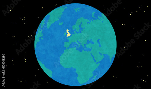 United Kingdom highlighted on globe