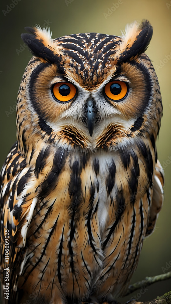 Wallpaper of Wise Eagle Owl Portrait in Nature Closeup with Distinctive Feathers and Eyes Wallpaper of Wise Eagle Owl Portrait in Nature Closeup with Distinctive Feathers and Eyes