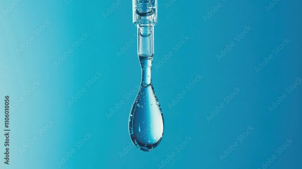 A crystal-clear serum droplet hanging from a dropper near a cheek, symbolizing purity and skincare luxury A crystal-clear serum droplet hanging from a dropper near a cheek, symbolizing purity and skincare luxury