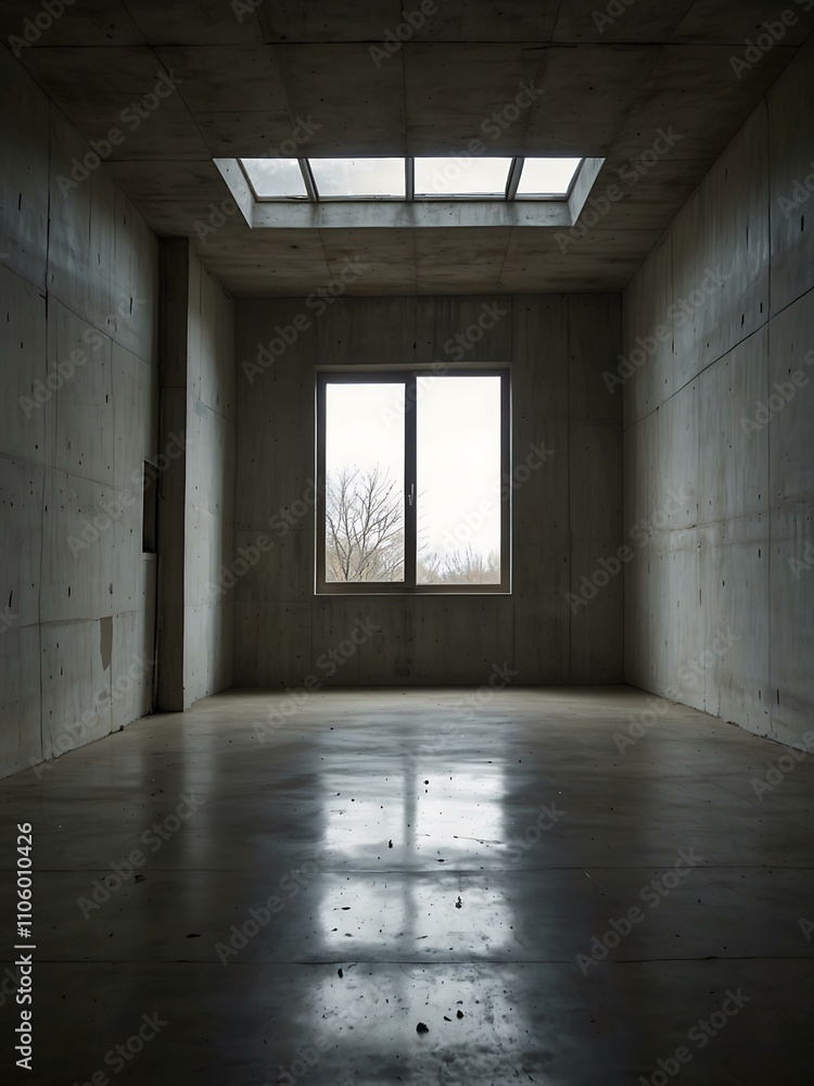 Fototapeta premium Empty concrete room with a window.