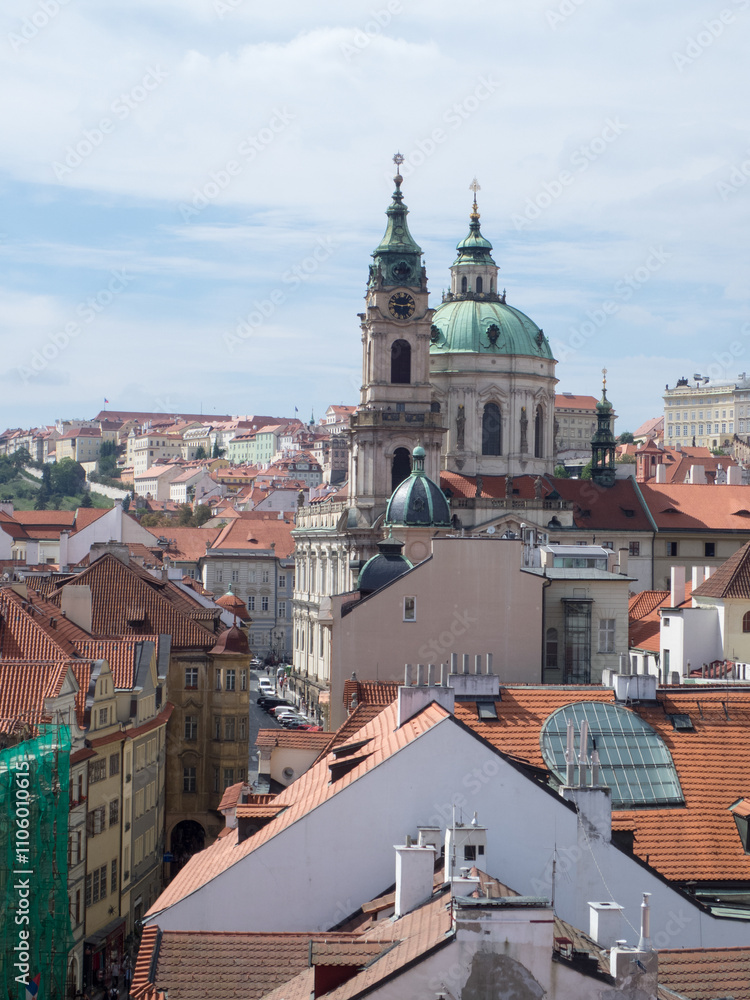 Fototapeta premium Aerial view of Prague, seen from Lesser Town Bridge Tower, Czech Republic