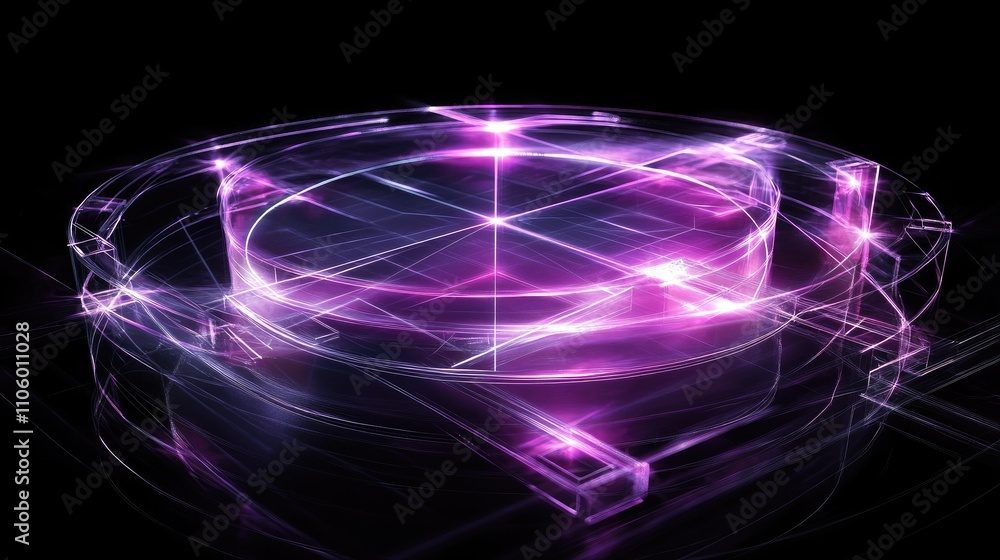 A futuristic 3D radar chart with intersecting lines and nodes glowing brightly, displaying multiple data sets on a sleek, transparent grid. A futuristic 3D radar chart with intersecting lines and nodes glowing brightly, displaying multiple data sets on a sleek, transparent grid.