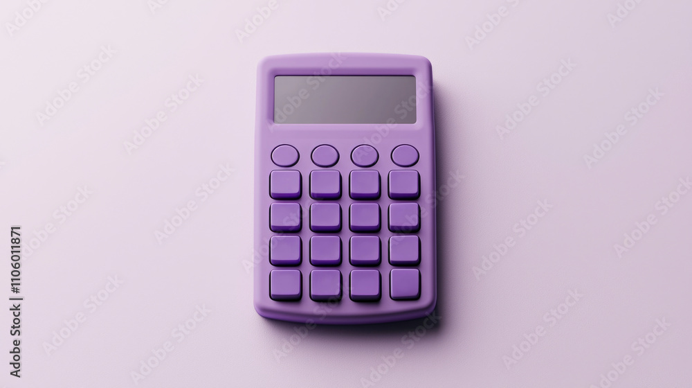 Bold purple calculator rests on a minimalist surface highlighting its sleek design and modern appeal in a creative workspace Bold purple calculator rests on a minimalist surface highlighting its sleek design and modern appeal in a creative workspace