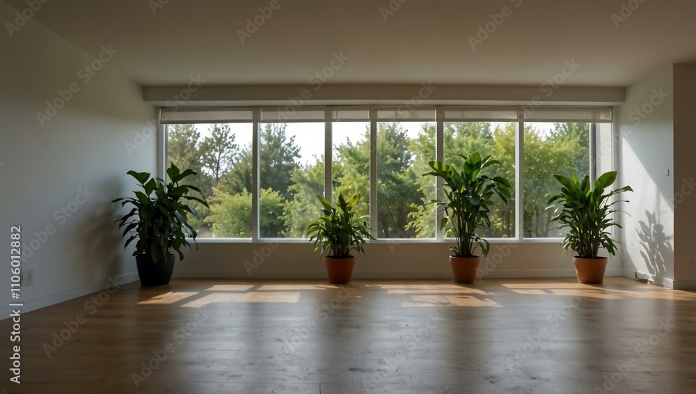 Empty room with plants and natural light. Empty room with plants and natural light.
