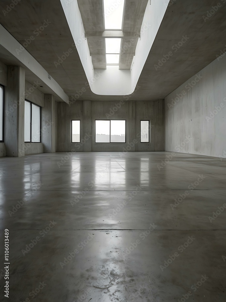 Empty white interior with concrete floor. Empty white interior with concrete floor.