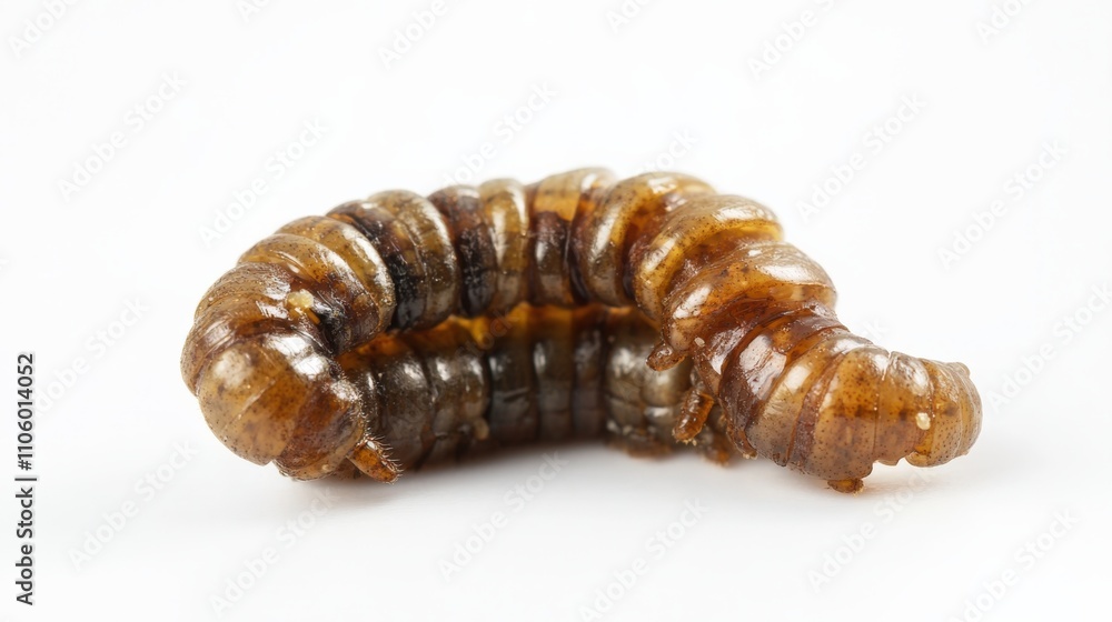 Meal Worm. Creepy Larvae of Zophobas Atratus Isolated on White Background Meal Worm. Creepy Larvae of Zophobas Atratus Isolated on White Background