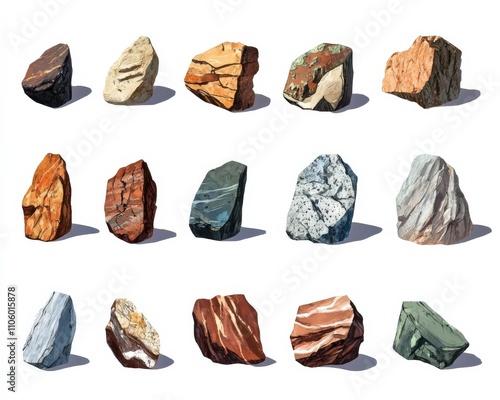 Metamorphic Rock Collection. Set of Geological Stone Specimens