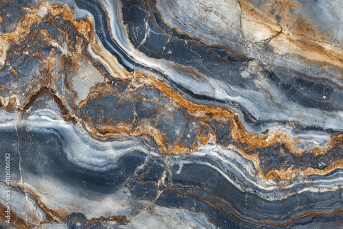 Metamorphic Rock: Blue and Brown Abstract Surface with Smooth Wave Ornament