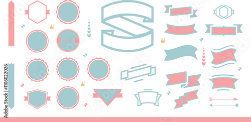 Beautiful Ribbons, Tags and Bows Collection Set Vector Design Eps 10