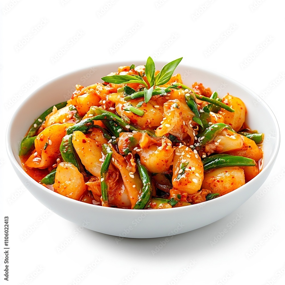 Appetizing Close up of Homemade Korean Kimchi Side Dish on White Background Appetizing Close up of Homemade Korean Kimchi Side Dish on White Background