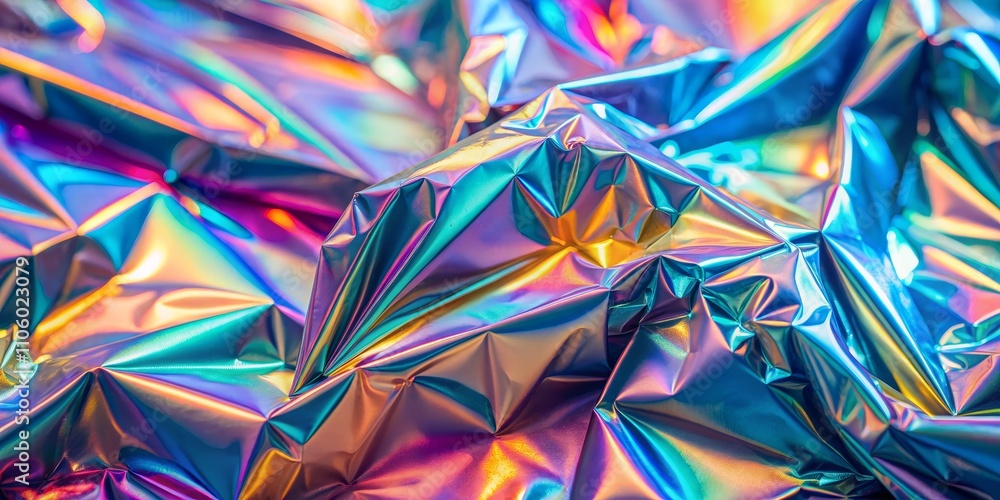 Holographic Abstract Iridescent Crinkled Foil Texture Holographic Abstract Iridescent Crinkled Foil Texture