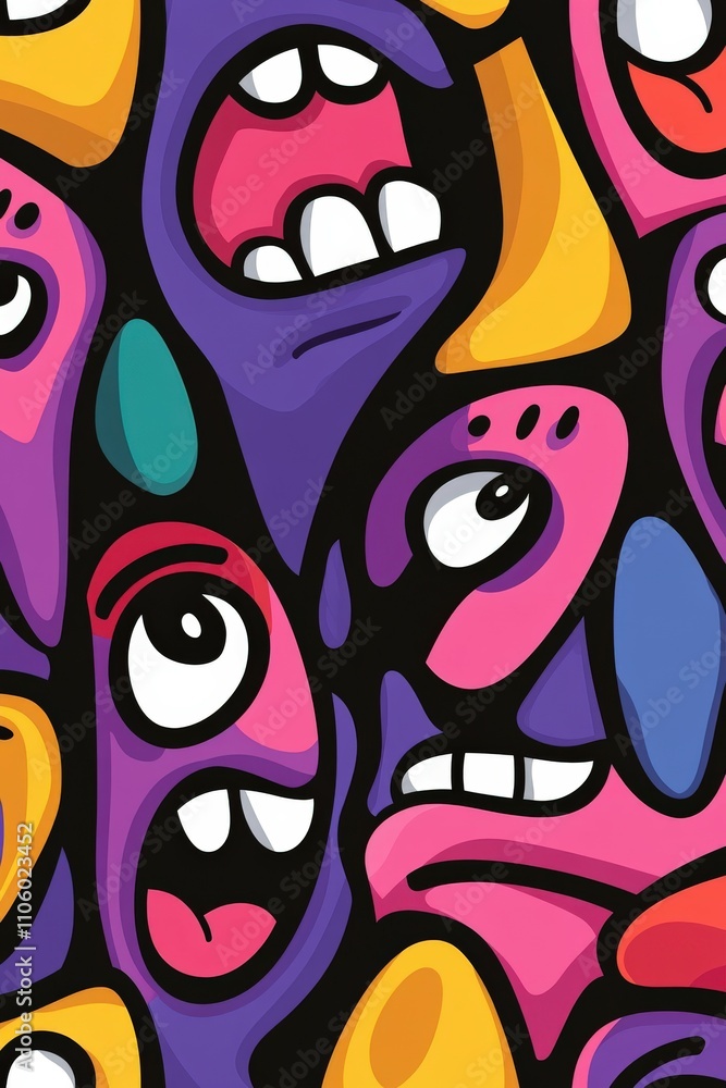 Colorful abstract faces expressing various emotions Colorful abstract faces expressing various emotions