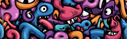 Vibrant cartoon monsters interacting playfully