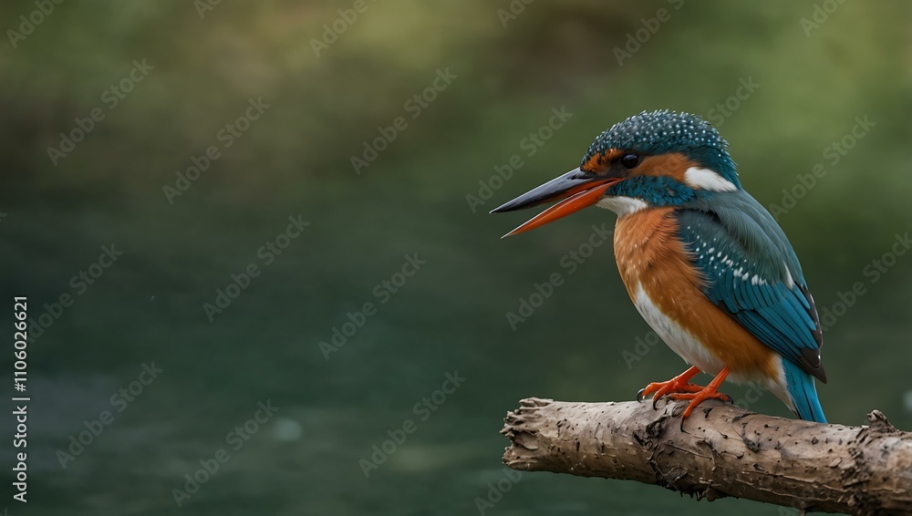 Fototapeta premium European kingfisher perched by the water.