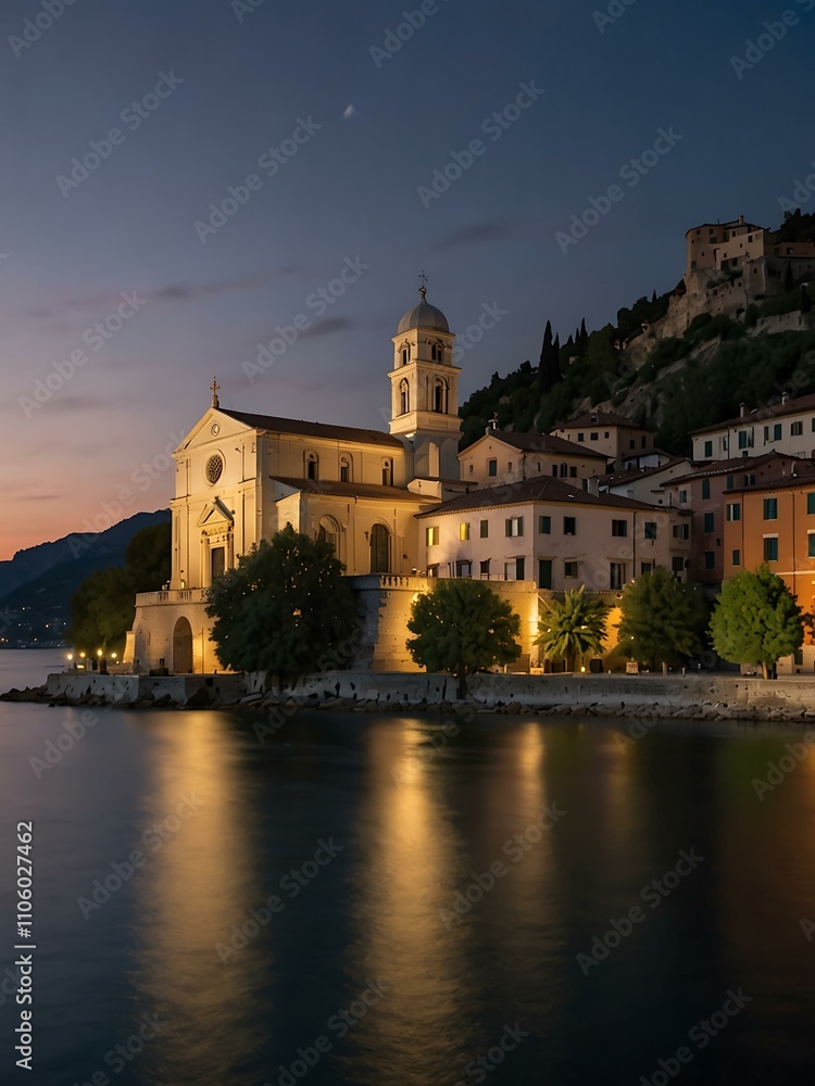 Evening view of Santa Maria dell'Isola Monastery. Evening view of Santa Maria dell'Isola Monastery.