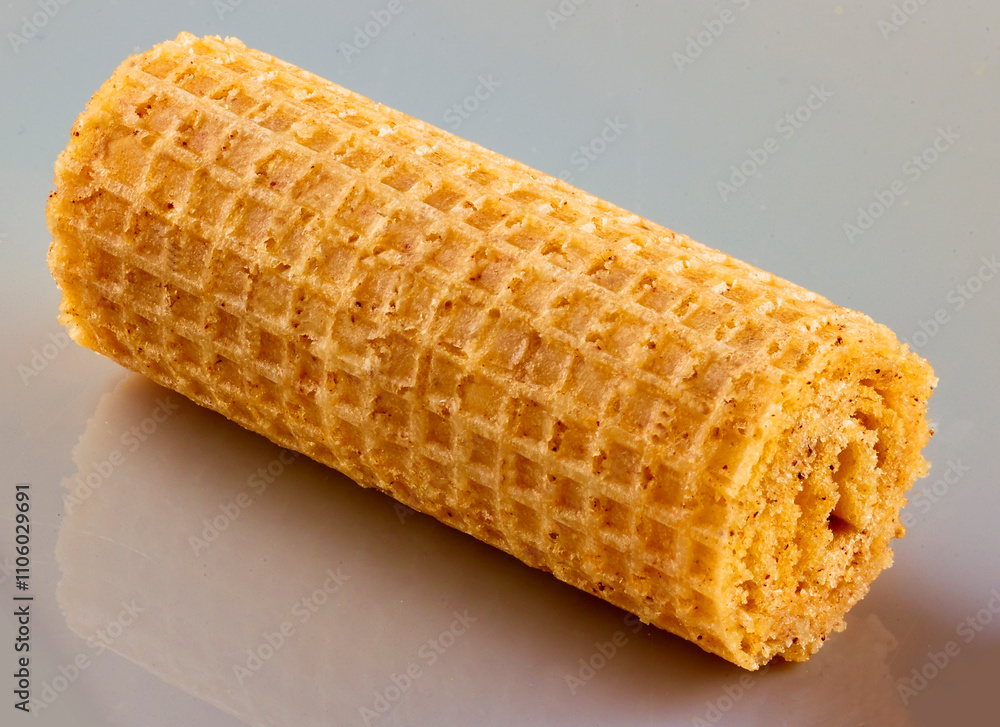 Waffelkeks gerollt, waffelröllchen, Gebäck, Waffelkeks gerollt, waffelröllchen, Gebäck,