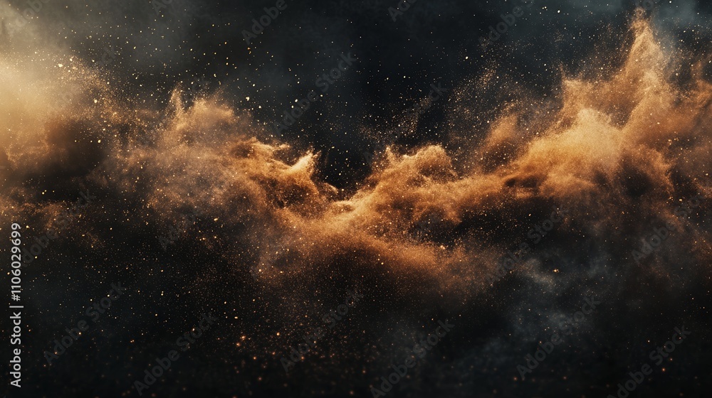 Wave of Brown and Black Smoke With Fiery Orange Halo Creating Abstract Atmospheric Scene in Cosmic Style Wave of Brown and Black Smoke With Fiery Orange Halo Creating Abstract Atmospheric Scene in Cosmic Style