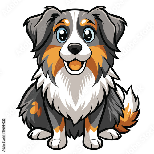 Australian Shepherd white isolate background