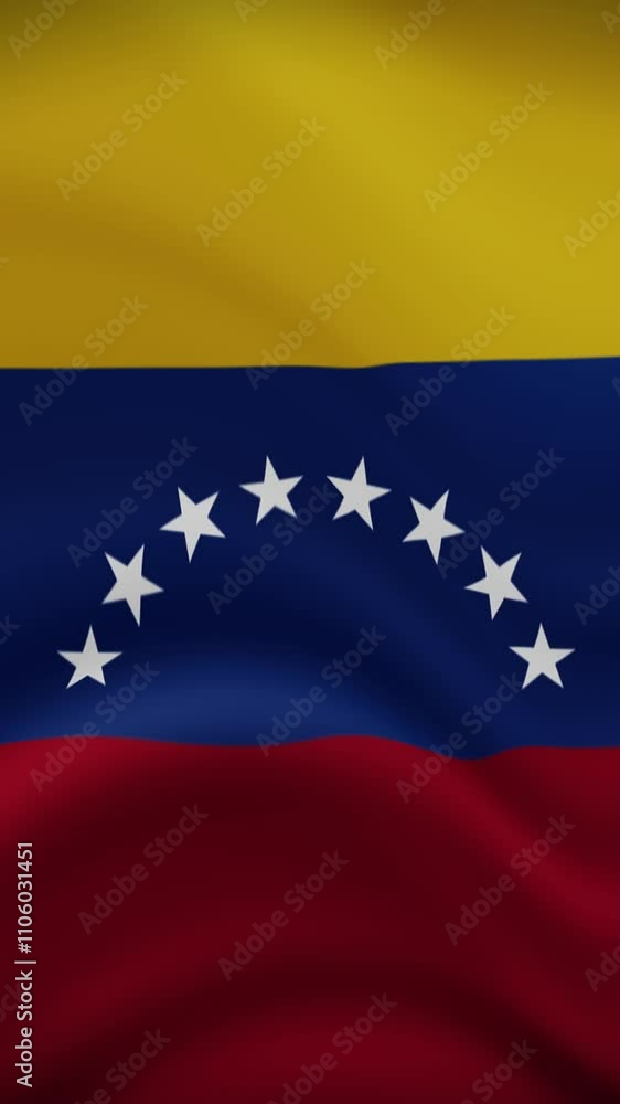 Venezuela Waving Flag in Vertical Orientation. Realistic Flag Animation. Seamless Loop Background. Venezuela Waving Flag in Vertical Orientation. Realistic Flag Animation. Seamless Loop Background.