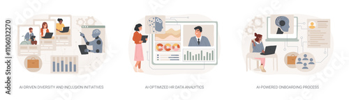 AI use in Human Resources abstract concept vector illustrations.