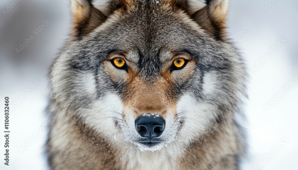 Fototapeta premium Portrait of a Fierce Wolf with Intense Gaze in a Natural Setting