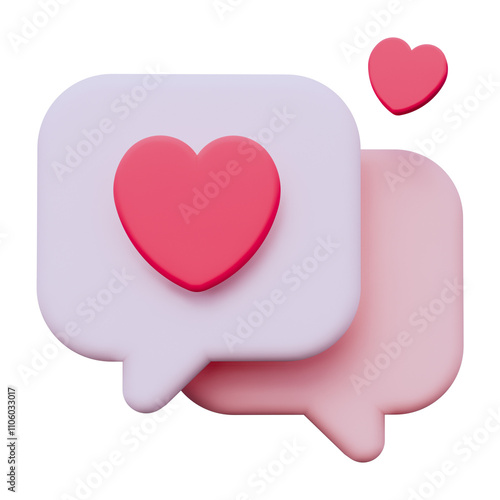 Romantic chat with speech bubbles 3D Illustration