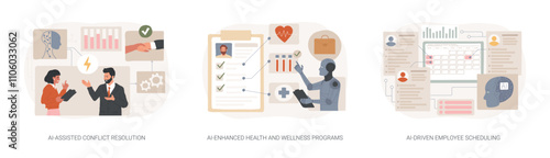 Artificial Intelligence in Human Resources abstract concept vector illustrations.