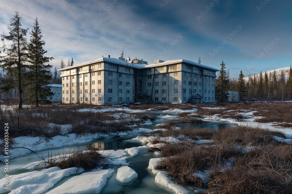 Forgotten Arctic City Enveloped in Ice and Nature's Wild Growth Forgotten Arctic City Enveloped in Ice and Nature's Wild Growth