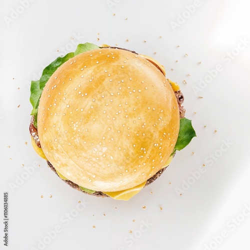 Tasty burger isolated on white background. French fries and the burger with meat, cooking a burger at home. junk fast food.